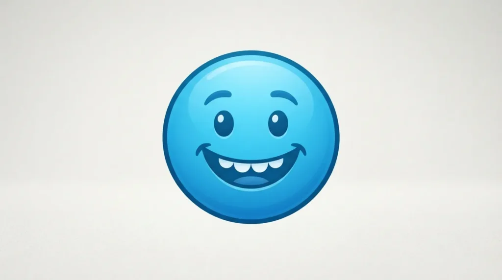 Blue emoji smiling